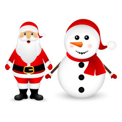 Santa Claus and Christmas snowman