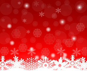 Christmas red background with snowflakes