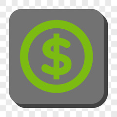 Finance interface toolbar icon. Vector pictograph style is a flat symbol centered in a rounded square button, light green and gray colors, chess transparent background.