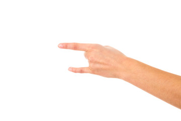 Woman's hand showing rock sign
