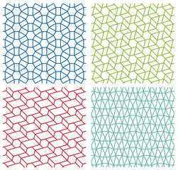 Set of modern seamless lace line pattern on white