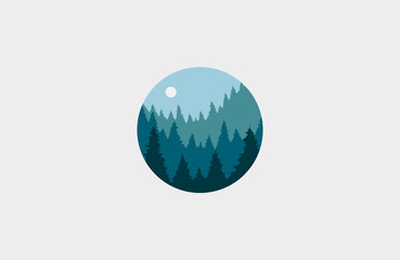 Mountain logo design. Pines logo. Mountain design