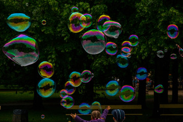 Soap bubbles in the park