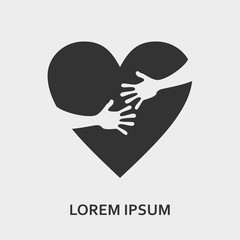 Heart with hands. Hands hug heart. I love you, I like hugs.Vector illustration