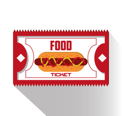 Food ticket and hot dog icon. Carnival festival fair circus and celebration theme. Colorful design. Vector illustration