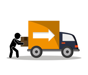 Industry truck and package icon. Delivery shipping logistic and distribution theme. Colorful and isolated design. Vector illustration