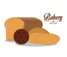 Coockie and bread icon. Bakery breakfast food and menu theme. Colorful and isolated design. Vector illustration
