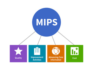 MIPS - Merit-Based Incentive Payment System for healthcare flat vector diagram with icons