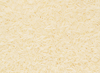 Close up, white long rice, grains of Thai jasmine rice backgroun