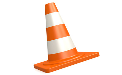 Traffic cone in white and isolated background