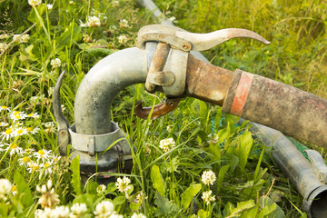 Old rusty hose irrigation