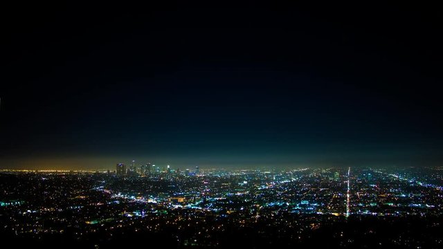  Smoggy Los Angeles at Night Timelapse Wide From Griffith Observatory