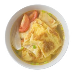 Thai Omelet Soup Isolated on White Background