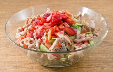 Delicious Chicken Salad in A Glass Bowl
