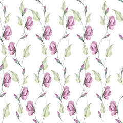 Seamless pattern of flower buds. Watercolor illustration.