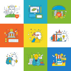 Obraz premium Concept of management and insurance, motivation innovation, graphic design.