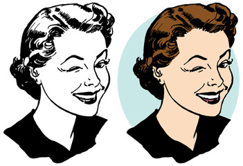 Portrait of a winking woman - obrazy, fototapety, plakaty