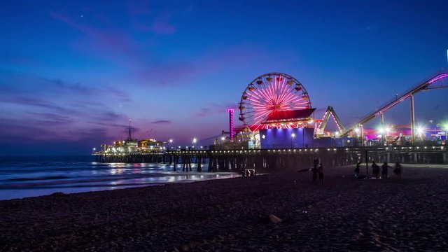 Night Fall On Santa Monica Pier Timelapse