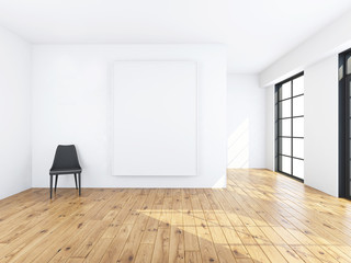 Fototapeta premium Chair with frame in the room 3d rendering
