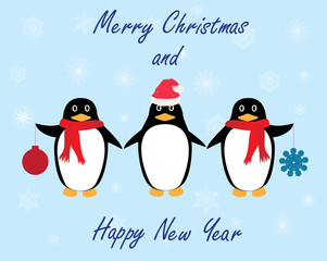 vector penguins winter