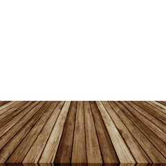 Wood plank brown on white backgroun, Perspective floor.