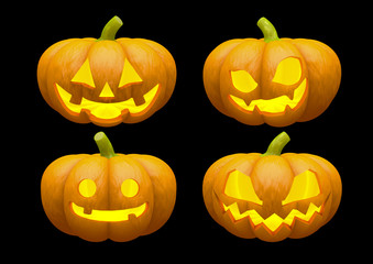 ハローウィンかぼちゃ　4種類　黒背景