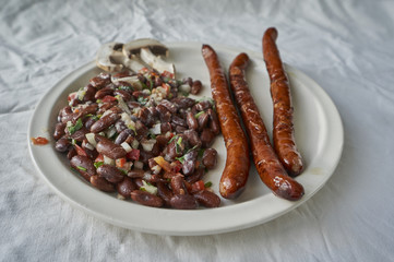 hunters sausage with kidney beans