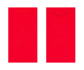 Red envelope front and back isolate on white background, Clippin