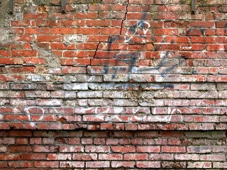 Grunge red dirty brick wall underground texture