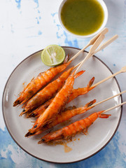 grilled shrimp stick with spicy sauce