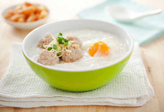 rice porridge with boil pork and egg,thai food