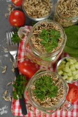 Dietary salad with wheat sprouts