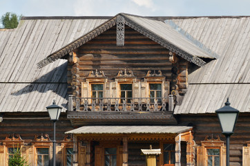 Fototapeta premium Attic in wooden house.