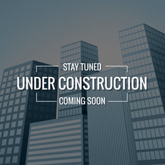 Obraz premium underconstruction text with buildings at background