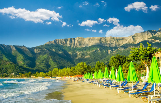 Psili Ammos beach, Thassos island, Greece. It is known as Golden beach. It is situated between Skala Panagia and Skala Potamia.