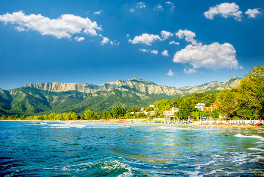 Psili Ammos beach, Thassos island, Greece. It is known as Golden beach. It is situated between Skala Panagia and Skala Potamia.