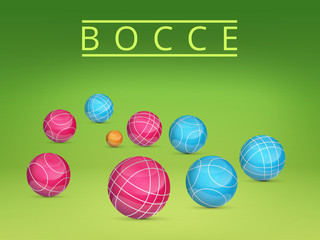 A set of balls to play bocce and petanque. Vector illustration.