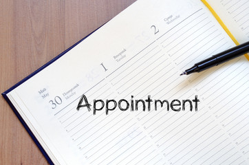 Appointment text concept on notebook