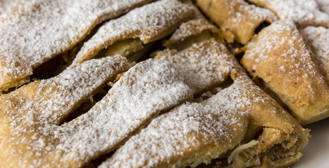 Sugared apple strudel.