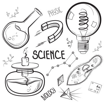 Hand drawn science set