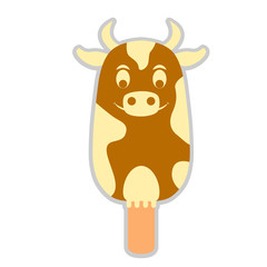 Cow ice cream stylized vector illustration style Flat