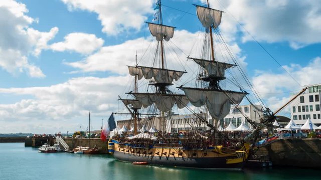 French Frigate Hermione in the Port of Brest, Brittany, France