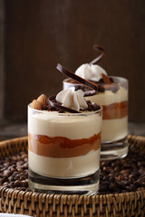 Two glasses with coffee dessert