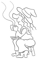 Hexen feiern Halloween mit einem Tässchen Zaubertrank 