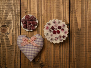 Biscuit raspberry and heart pillow