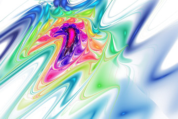 Color waves on white background. Abstract rainbow fractal texture. Fantasy design for greeting cards or t-shirts.