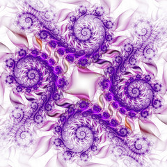 Abstract fantasy purple spiral ornament on white background. Cre