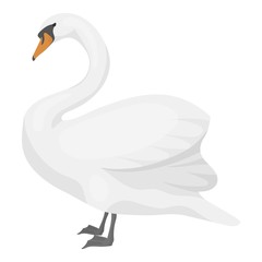Swan icon in cartoon style isolated on white background. Bird symbol stock vector illustration.