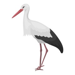 Stork icon in cartoon style isolated on white background. Bird symbol stock vector illustration. - 123781159