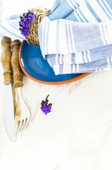 Fotobehang Hokusai The Great Wave Rustic table setting  © Anna Bogush